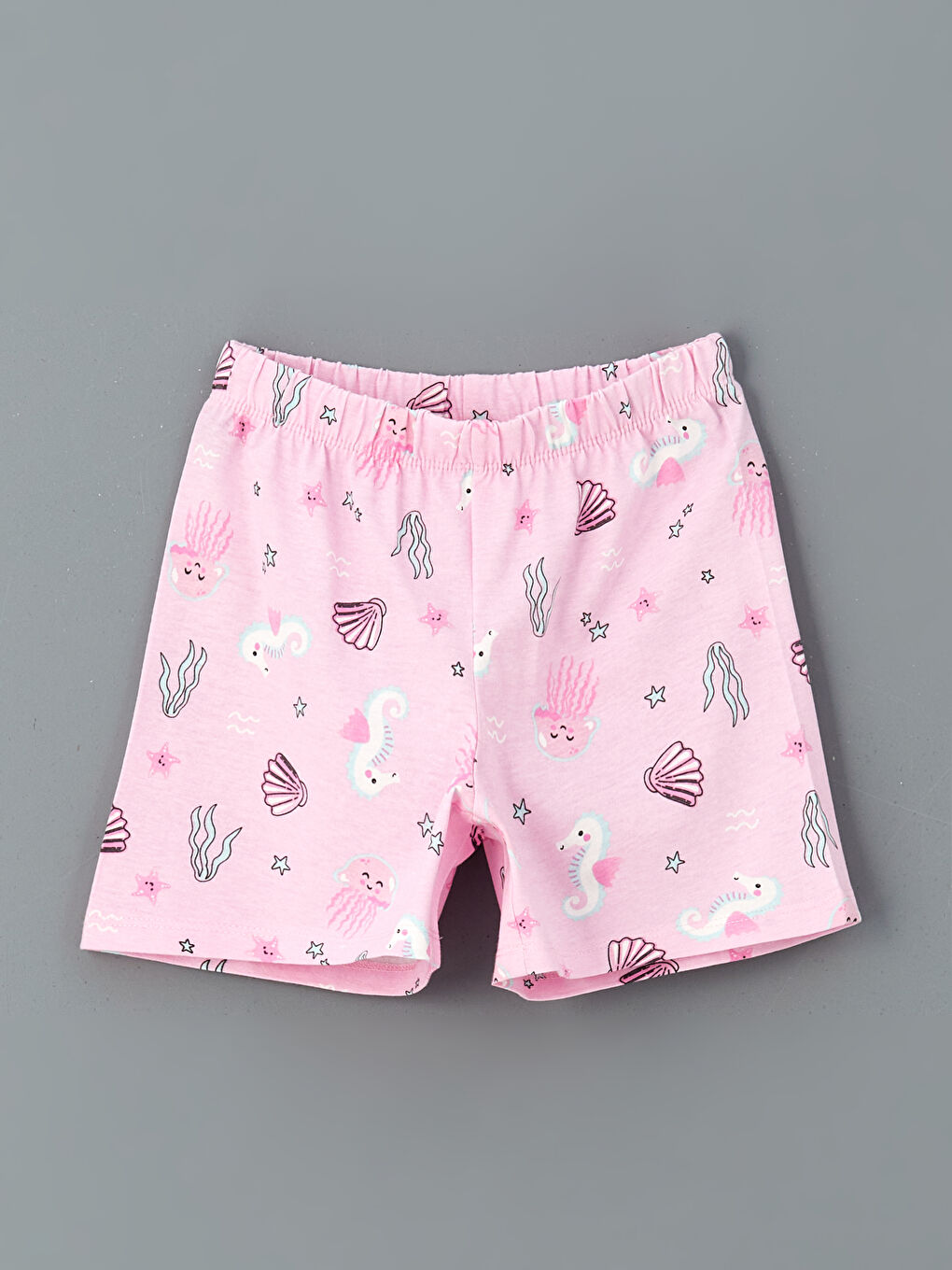 Pembe Desenli Kız Çocuk Pijama Şort-1