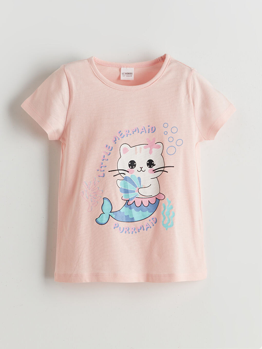 Pembe Bisiklet Yaka Baskılı Kız Çocuk Pijama Üstü