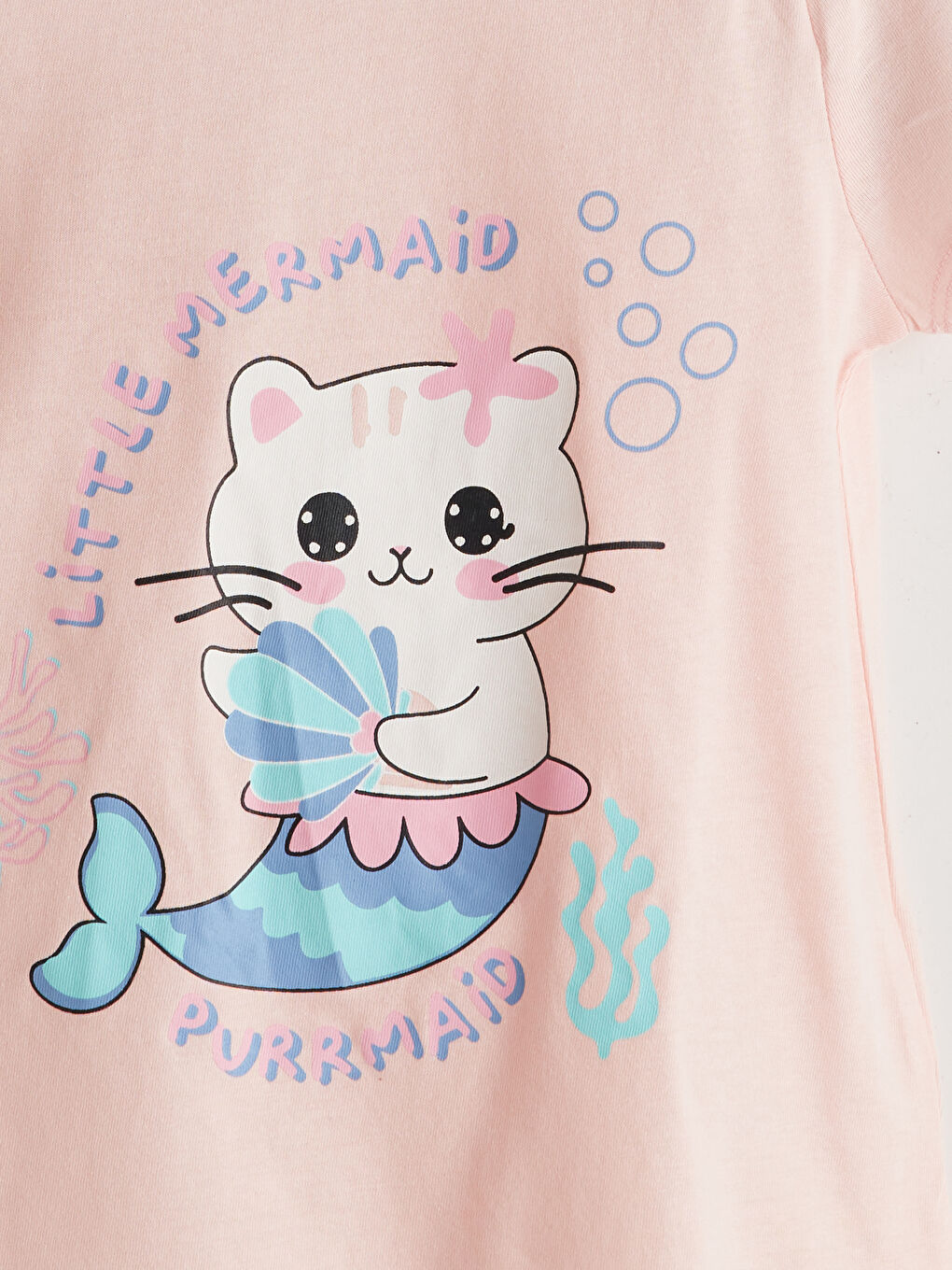 Pembe Bisiklet Yaka Baskılı Kız Çocuk Pijama Üstü-1