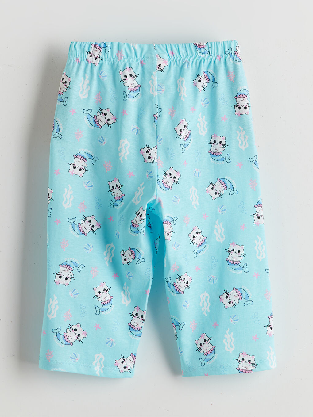 Turkuaz Beli Lastikli Baskılı Kız Çocuk Pijama Alt-1