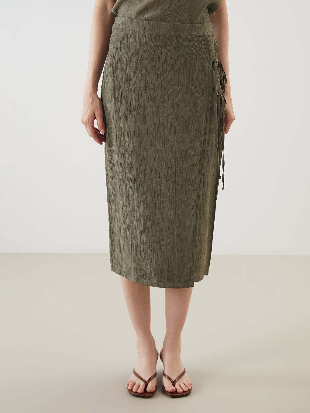 Waist Zippered Textured Skirt -S5I678Z8-J6Q