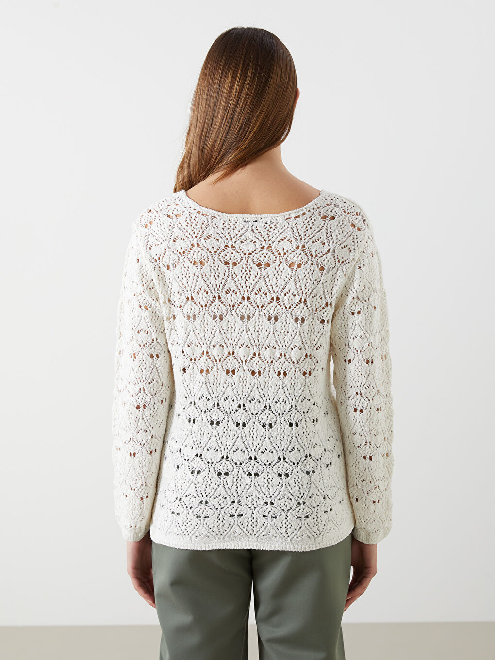 Crew Neck Openwork Women's Knitwear Sweater -S5I679Z8-R9J