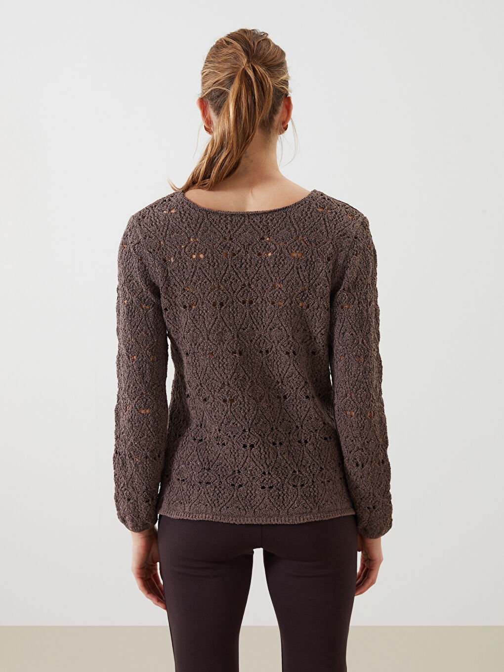 Crew Neck Openwork Women's Knitwear Sweater -S5I679Z8-D7V