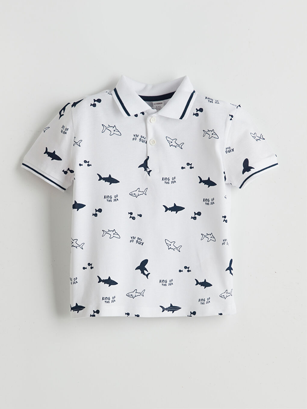 Ekru Polo Yaka Baskılı Erkek Çocuk Tişört