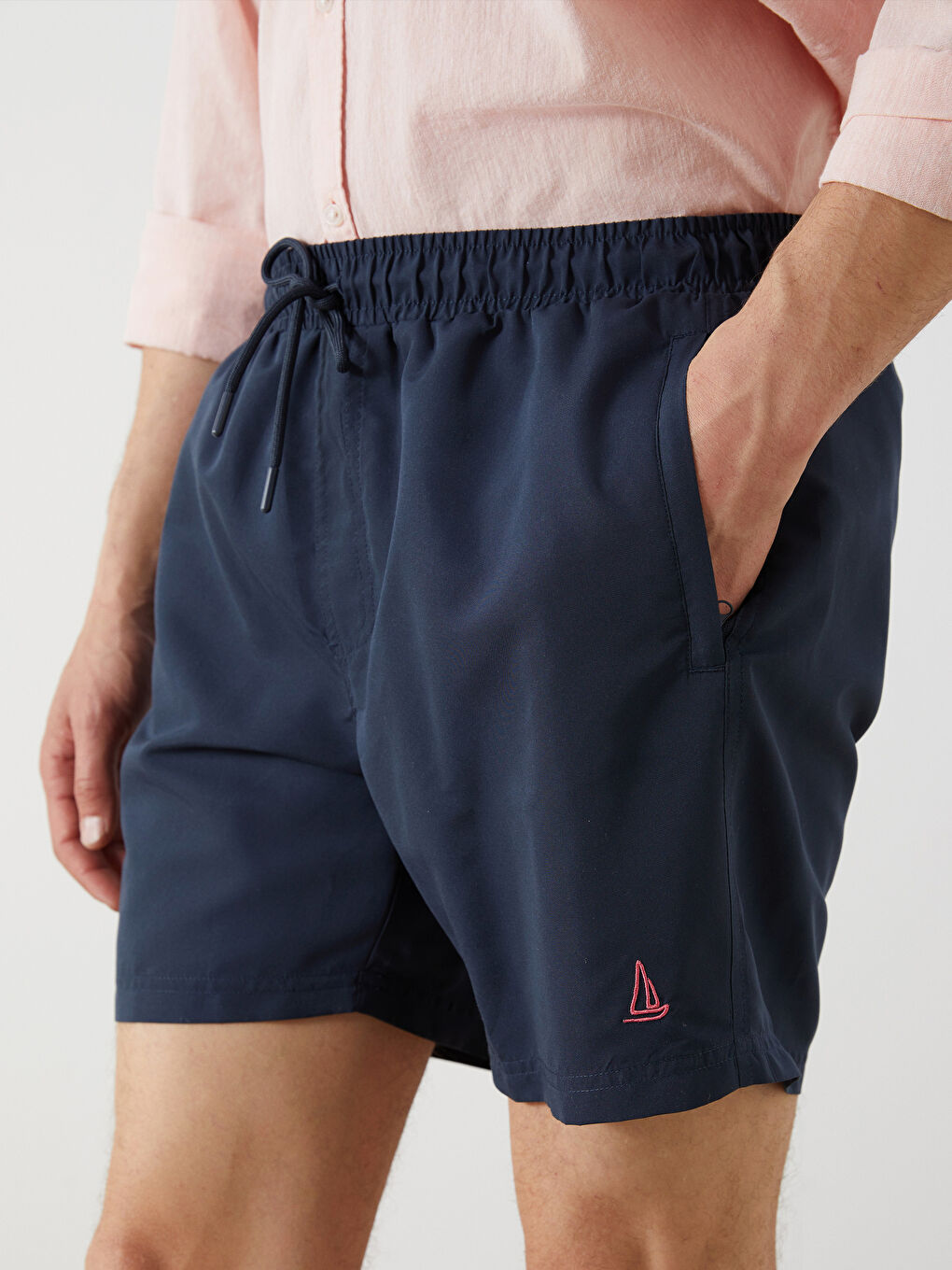 شورت سباحة قصير سادة للرجال-5