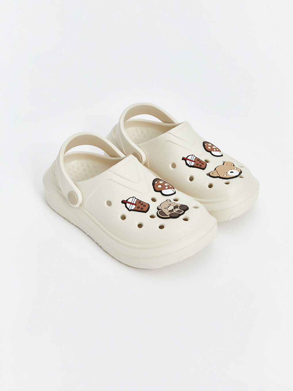 Bej Baskılı Kız Çocuk Plaj Sandaleti