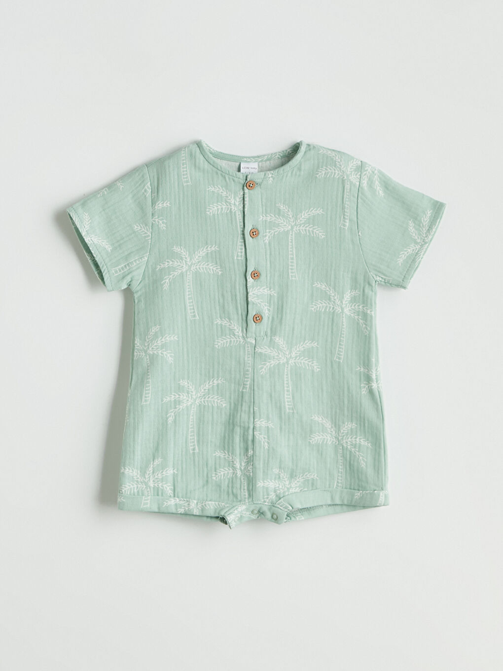 Crew Neck Baby Boys' Muslin Jumpsuit