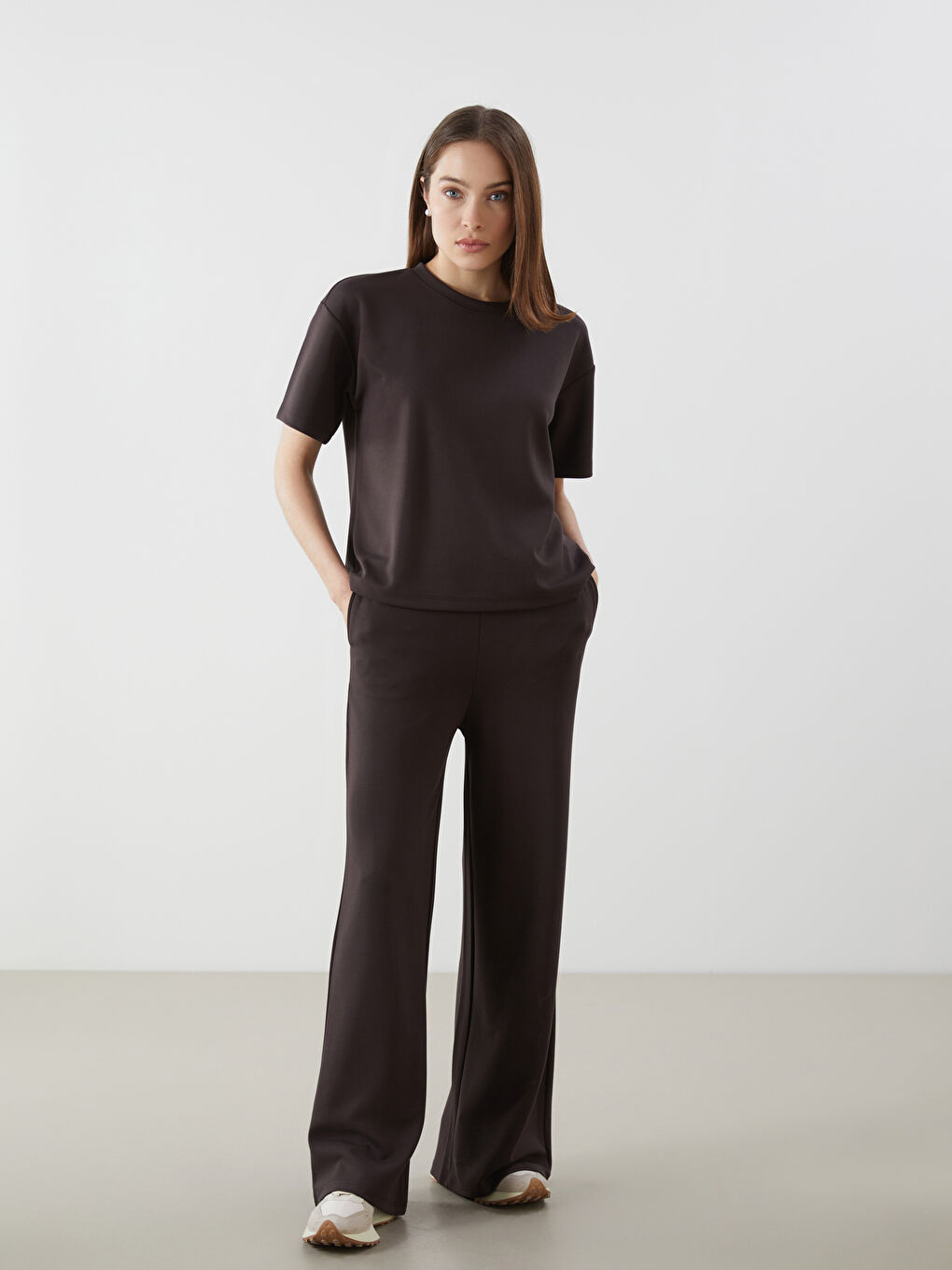 Women's Wide Leg Elastic Waist Tracksuit Bottom -S5I811Z8-HMK