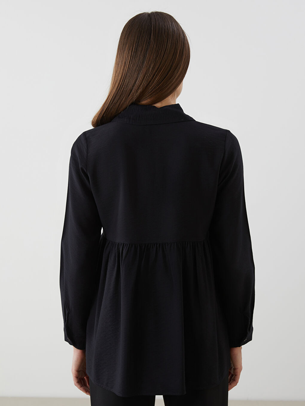 Siyah Regular Fit Kadın Gömlek Tunik-3
