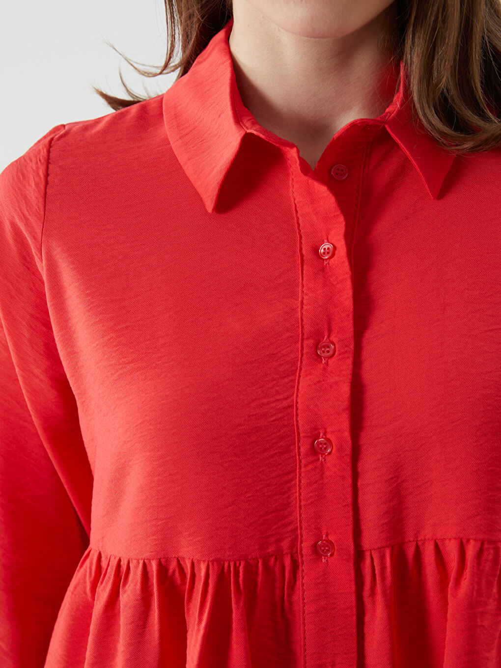 Kırmızı Regular Fit Kadın Gömlek Tunik-2