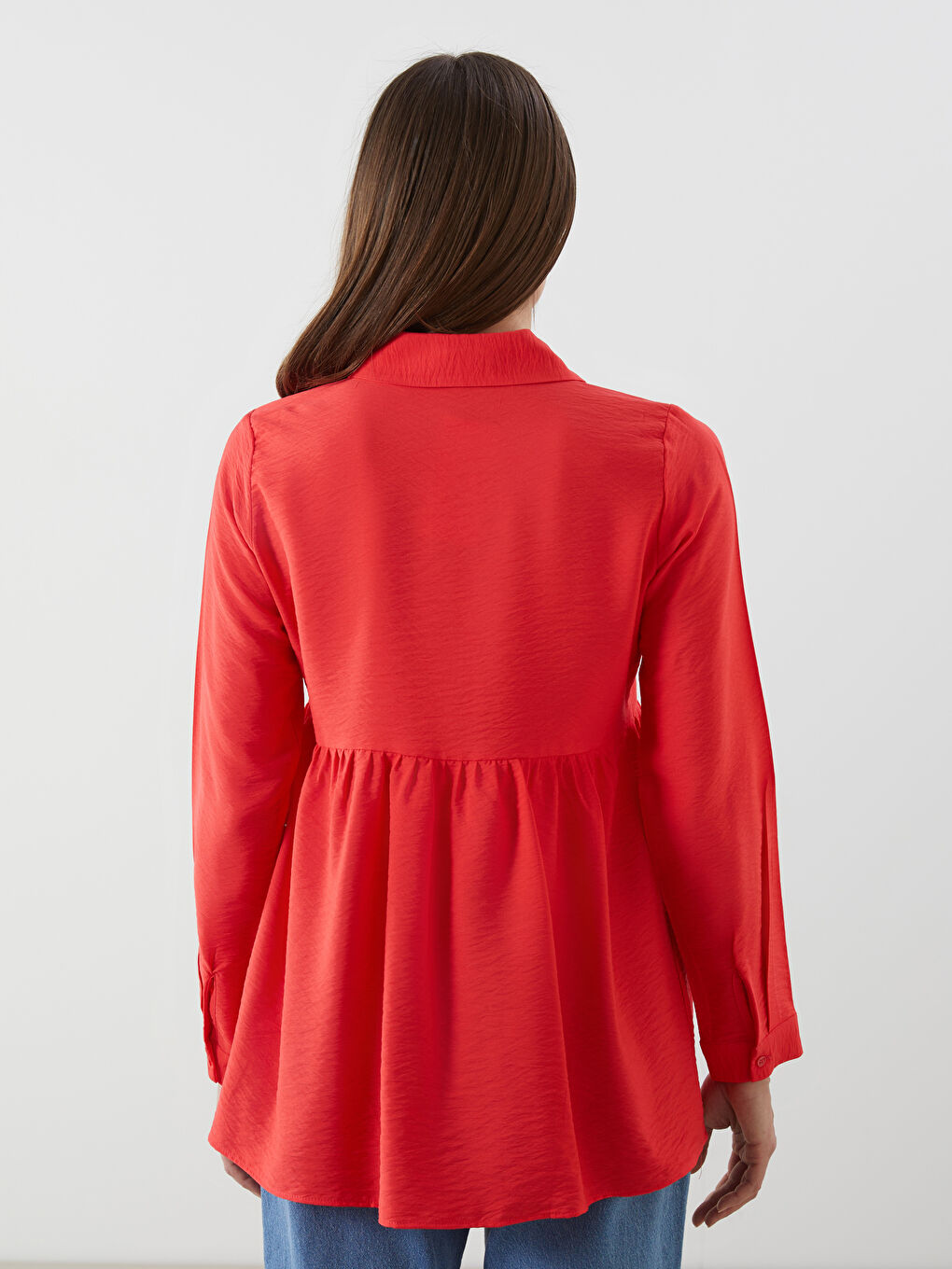Kırmızı Regular Fit Kadın Gömlek Tunik-3