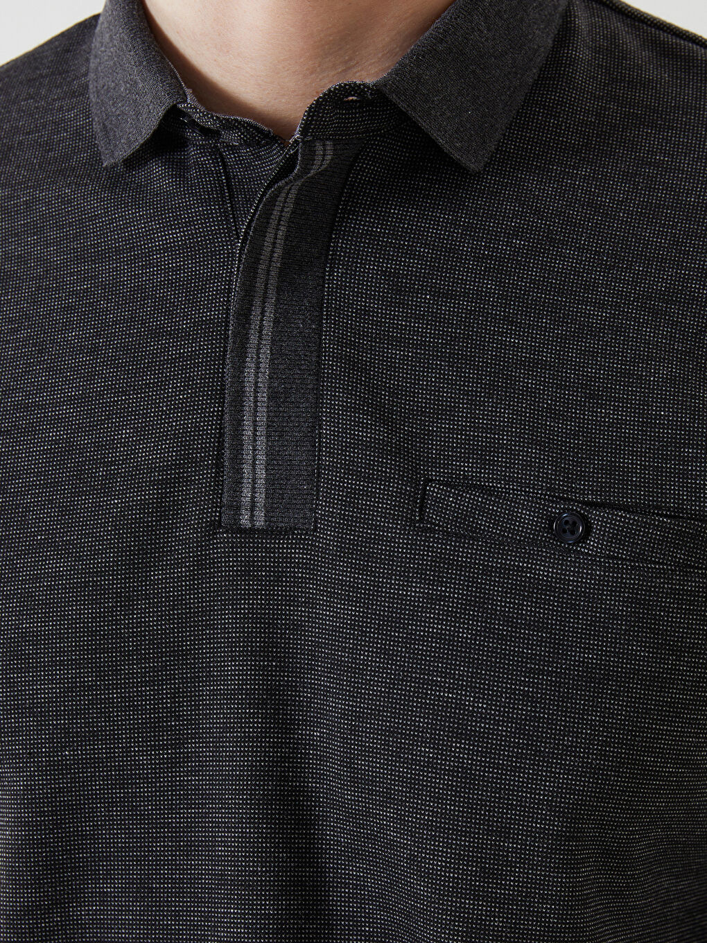Polo Neck Long Sleeve Men's Sweatshirt -S5I931Z8-L8N