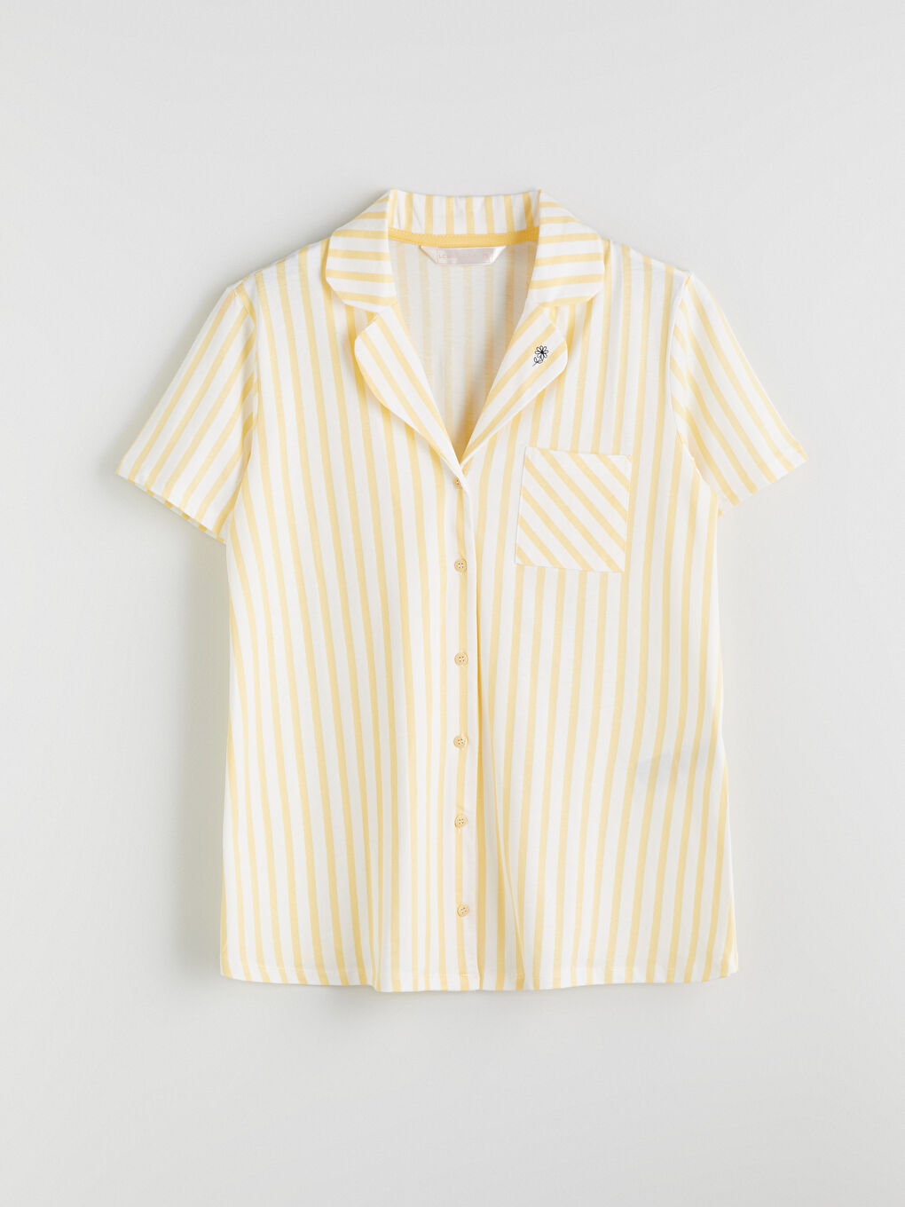Collared Neck Striped Maternity Shorts Pyjama Set -S5I954Z8-LRA