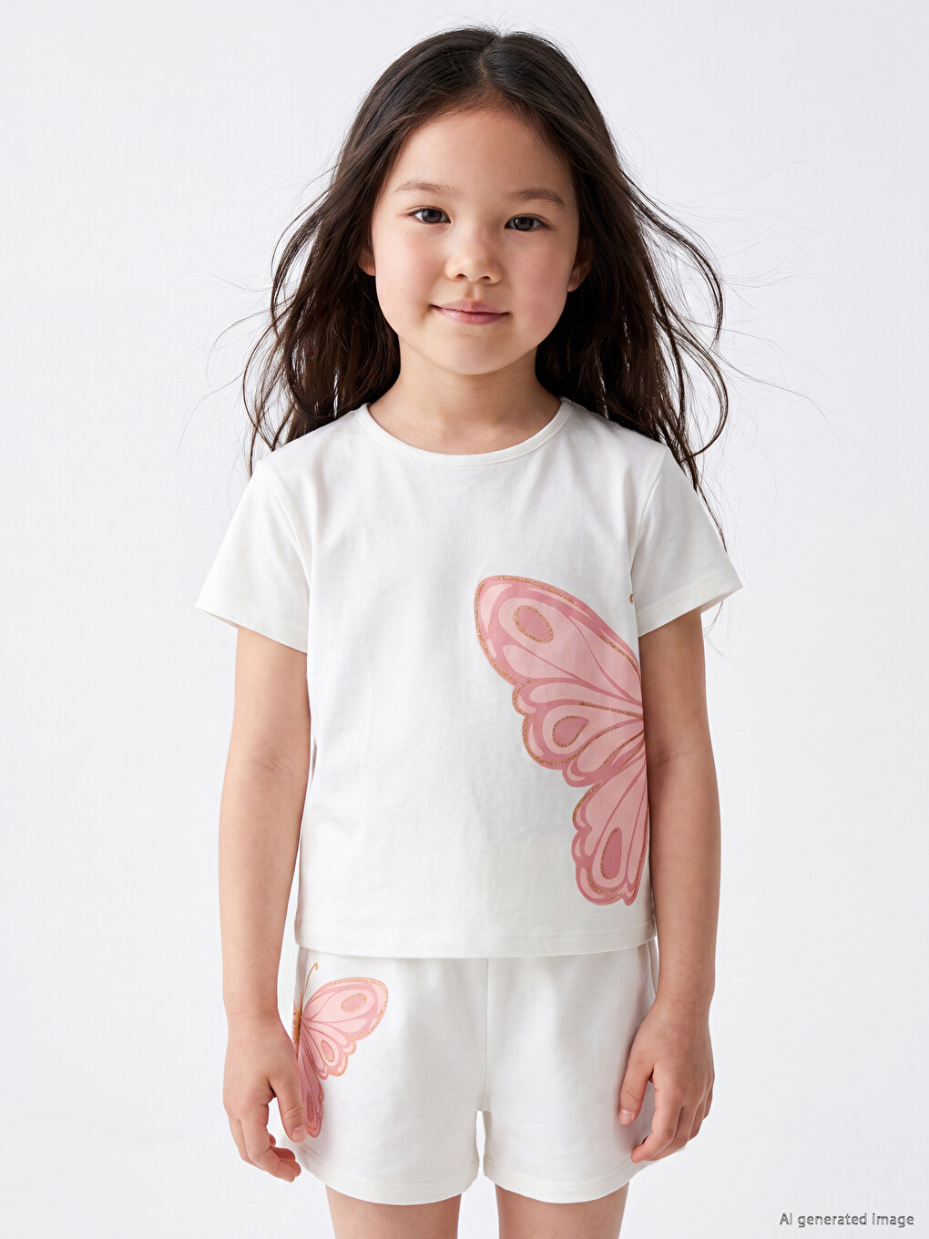 Crew Neck Printed Girls' T-shirt-1