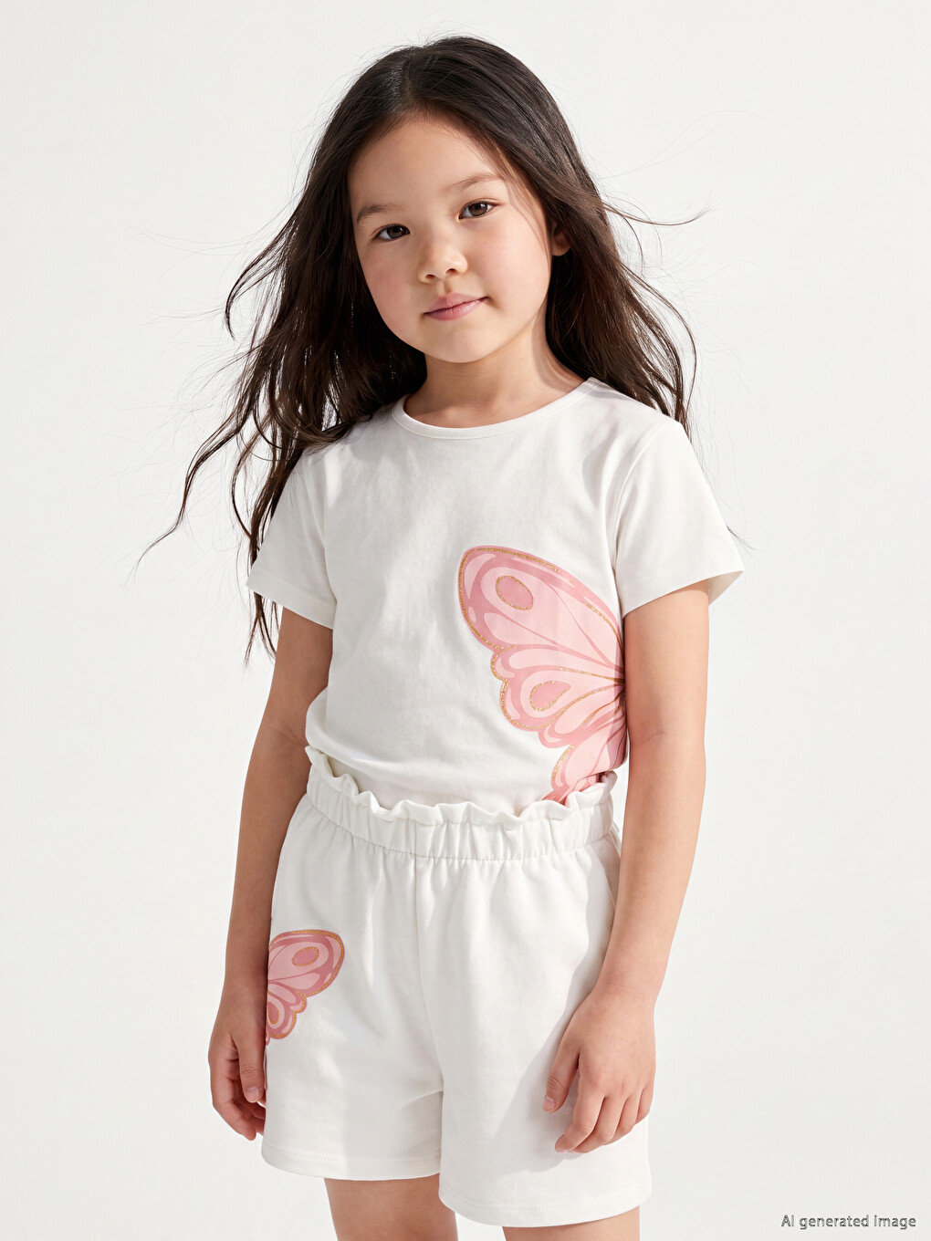 Crew Neck Printed Girls' T-shirt-2