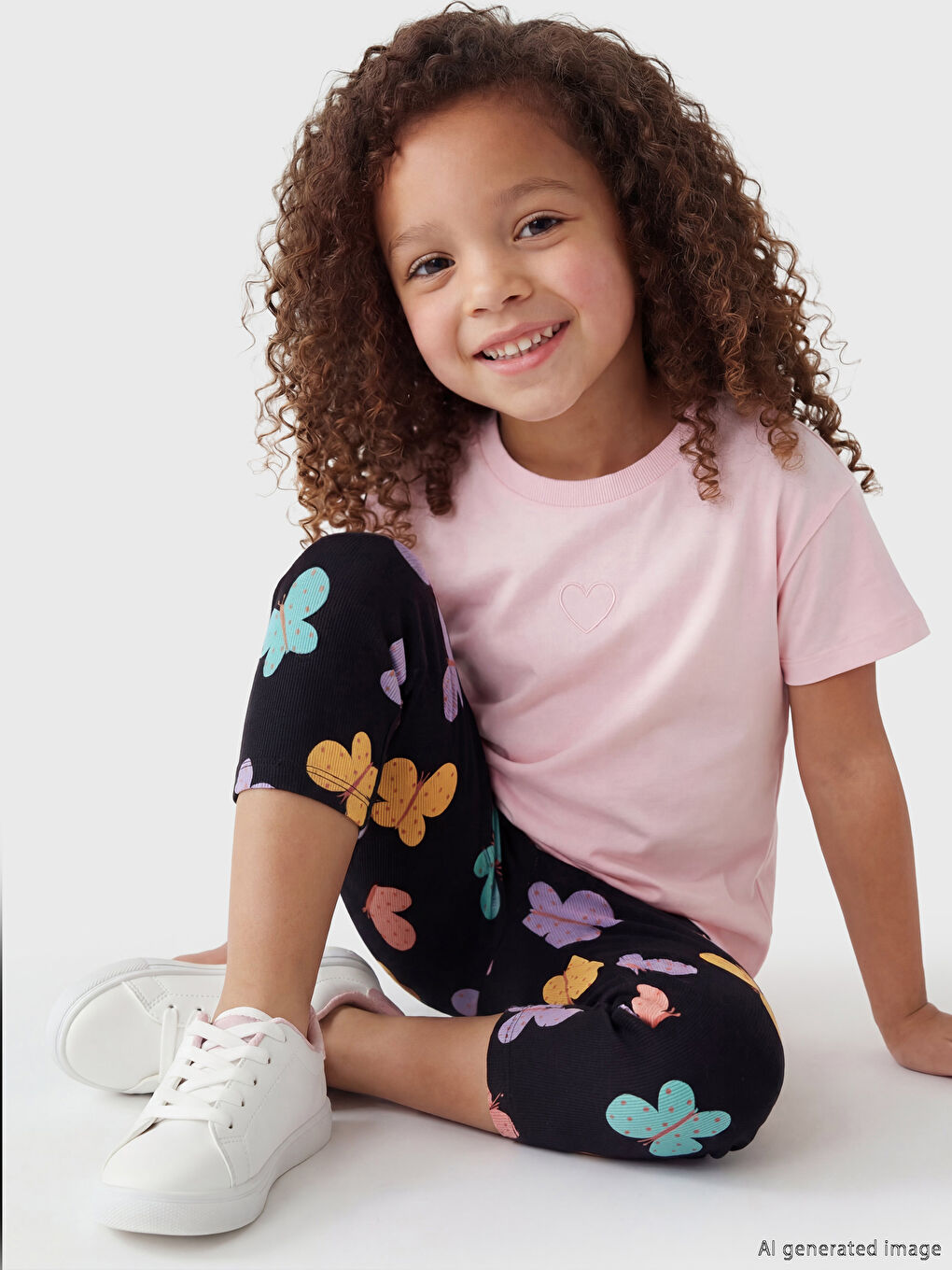 Girls' Butterfly Print Leggings with Elasticated Waist
