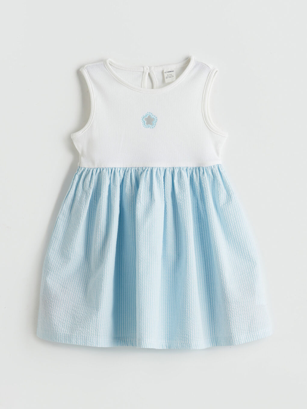 Crew Neck Floral Girls' Ribbed Dress -S5I985Z1-LEN