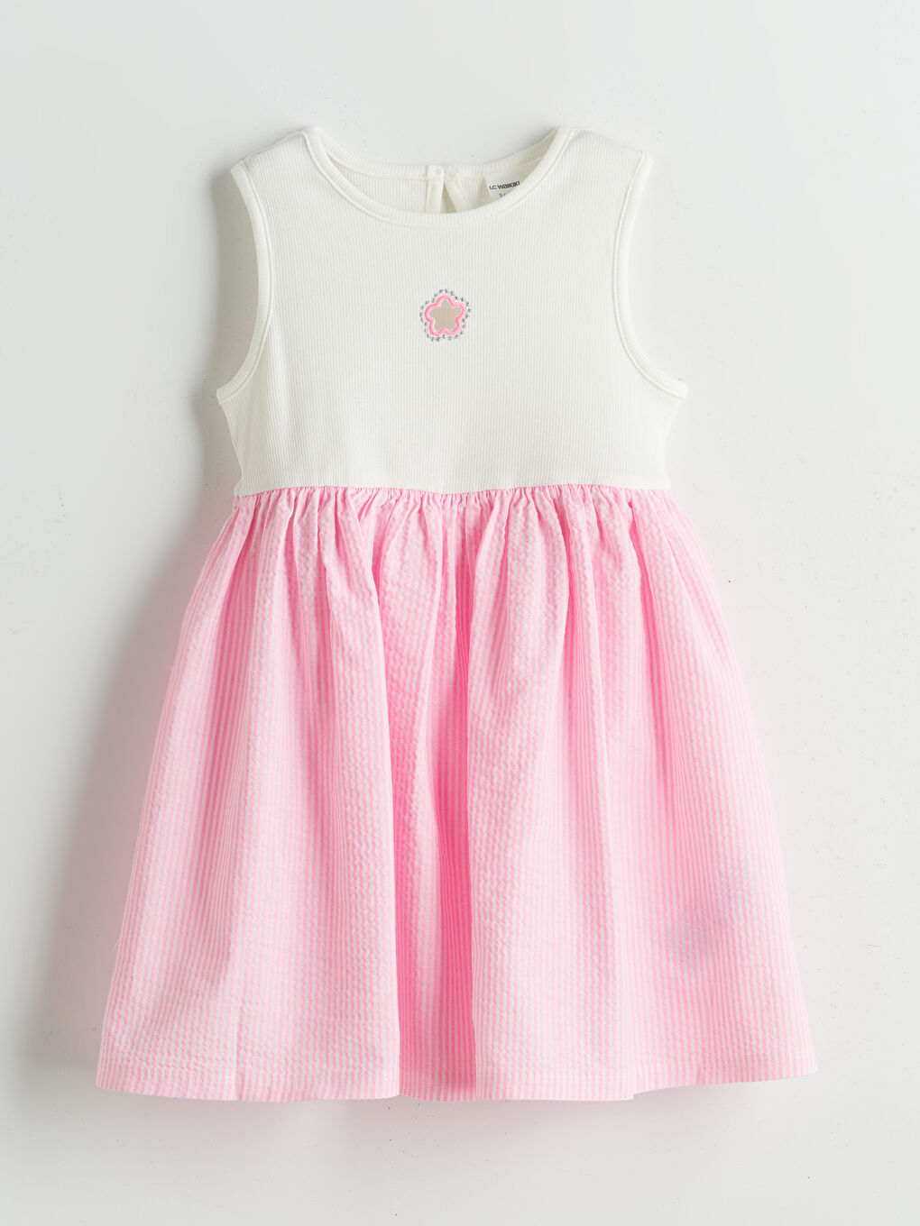 Crew Neck Floral Girls' Ribbed Dress -S5I985Z1-LHK