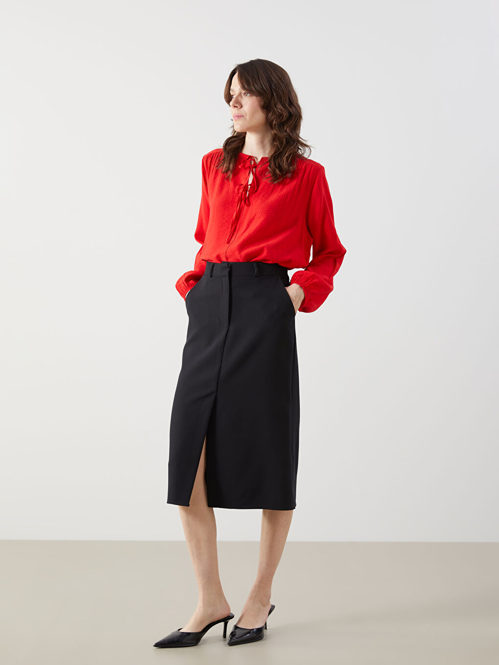 LCWAIKIKI Classic Standard Fit Women's Slit Pencil Skirt -S5IA11Z8-CVL