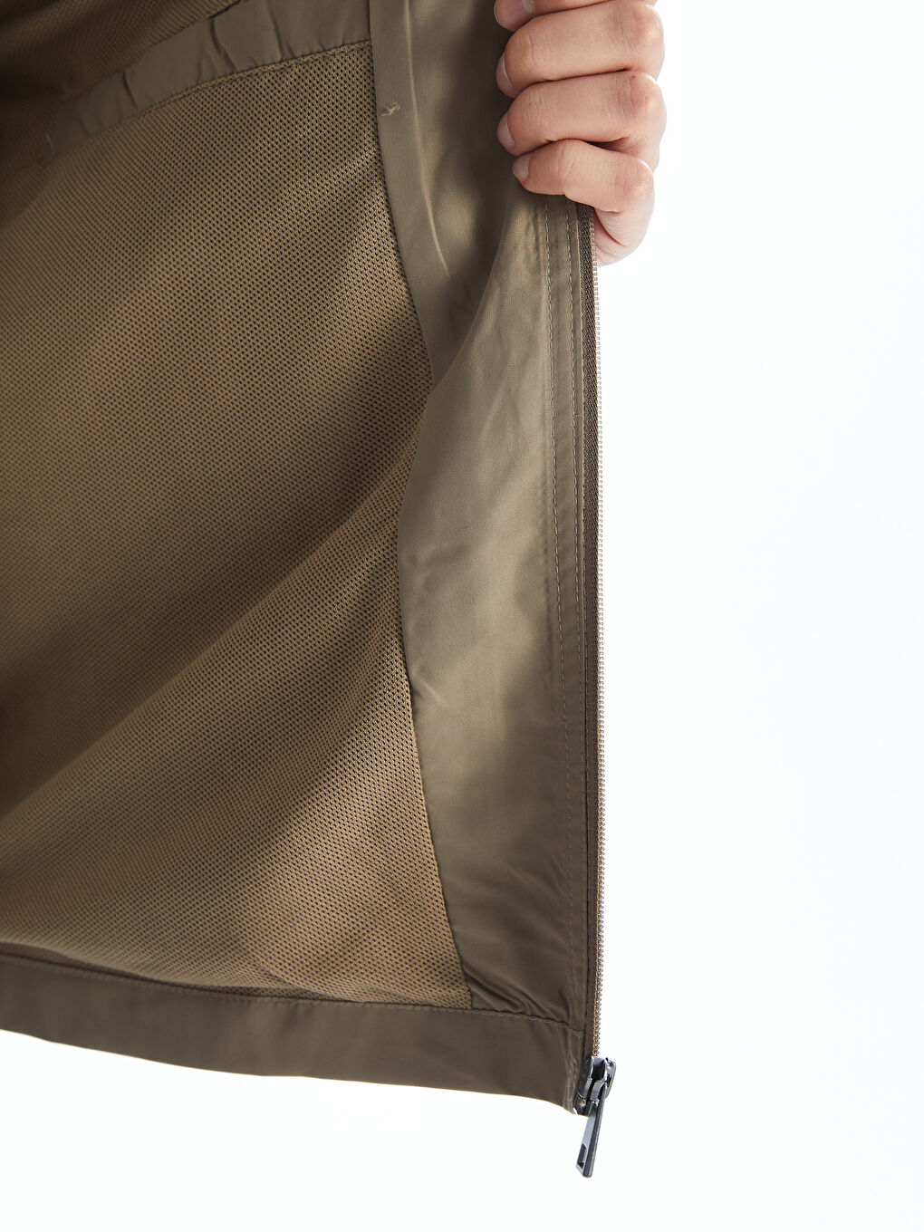 Bej Standart Kalıp Dik Yaka Erkek Avcı Yeleği-3