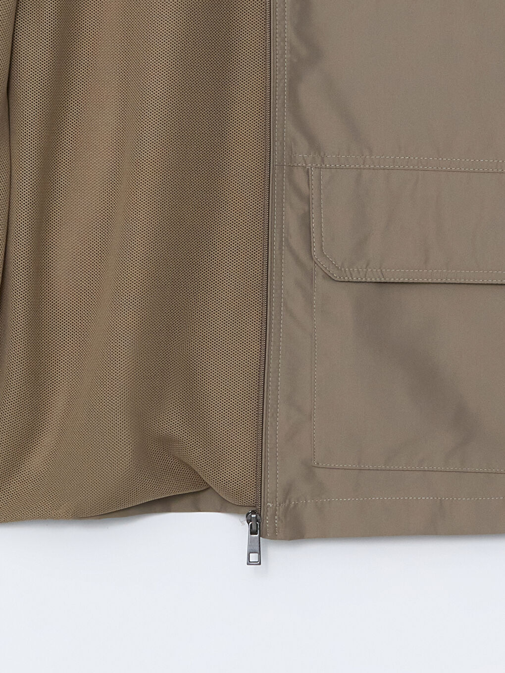 Bej Standart Kalıp Dik Yaka Erkek Avcı Yeleği-6