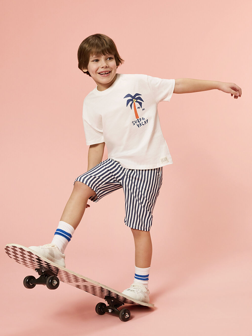 Crew Neck Printed Boys' T-Shirt and Shorts 2 Pack -S5IA33Z1-R9J
