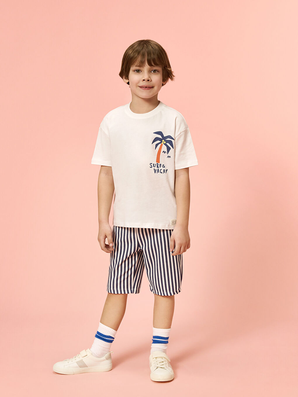 Crew Neck Printed Boys' T-Shirt and Shorts 2 Pack -S5IA33Z1-R9J