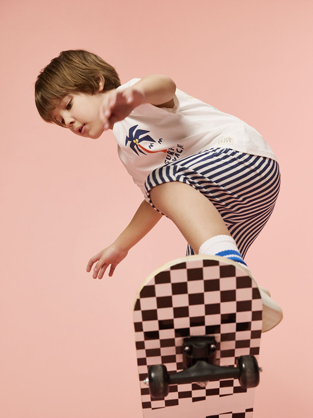 Crew Neck Printed Boys' T-Shirt and Shorts 2 Pack -S5IA33Z1-R9J