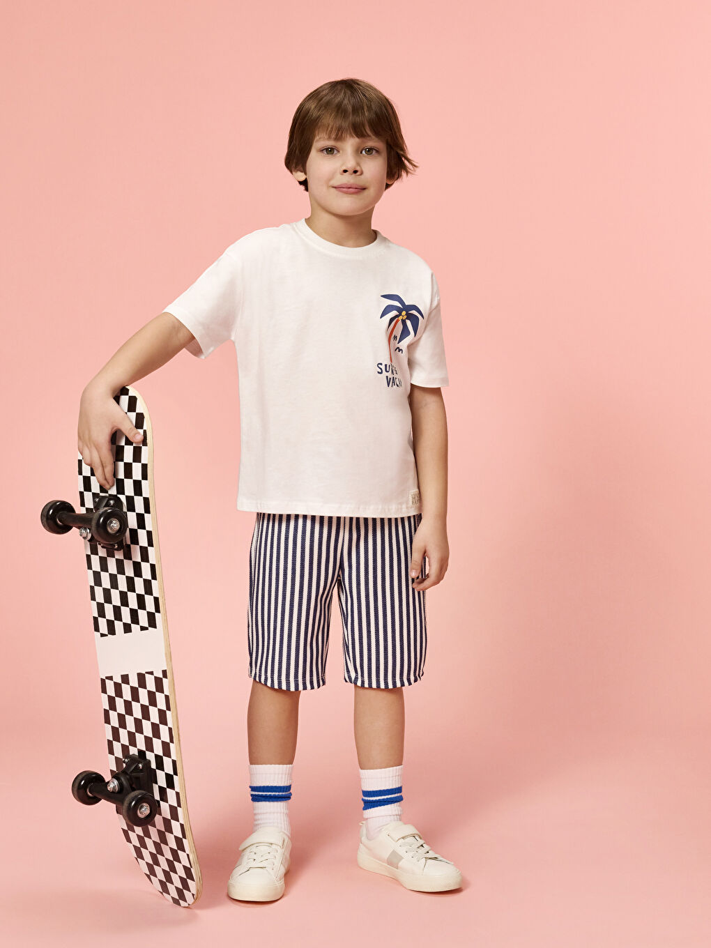 Crew Neck Printed Boys' T-Shirt and Shorts 2 Pack -S5IA33Z1-R9J