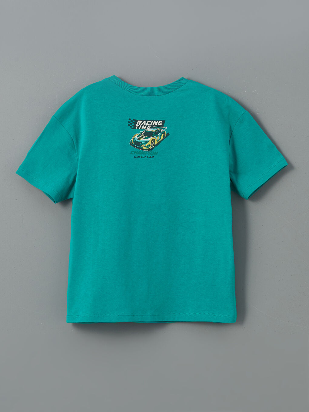 Yeşil Bisiklet Yaka Baskılı Erkek Çocuk Tişört-1