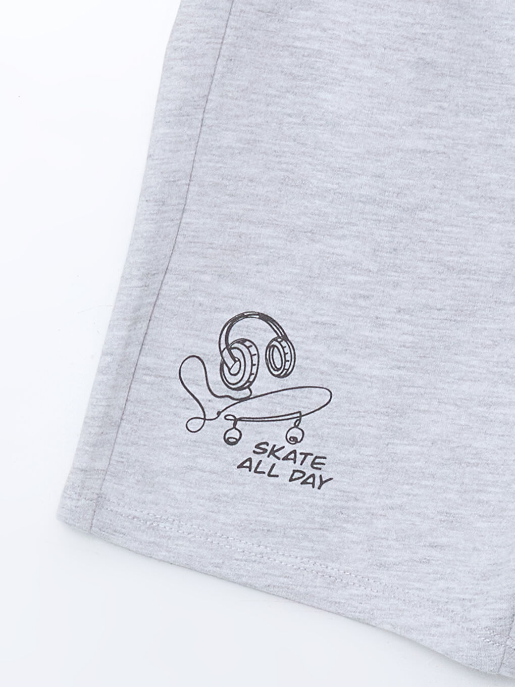 Gri Beli Lastikli Baskılı Erkek Çocuk Şort-2