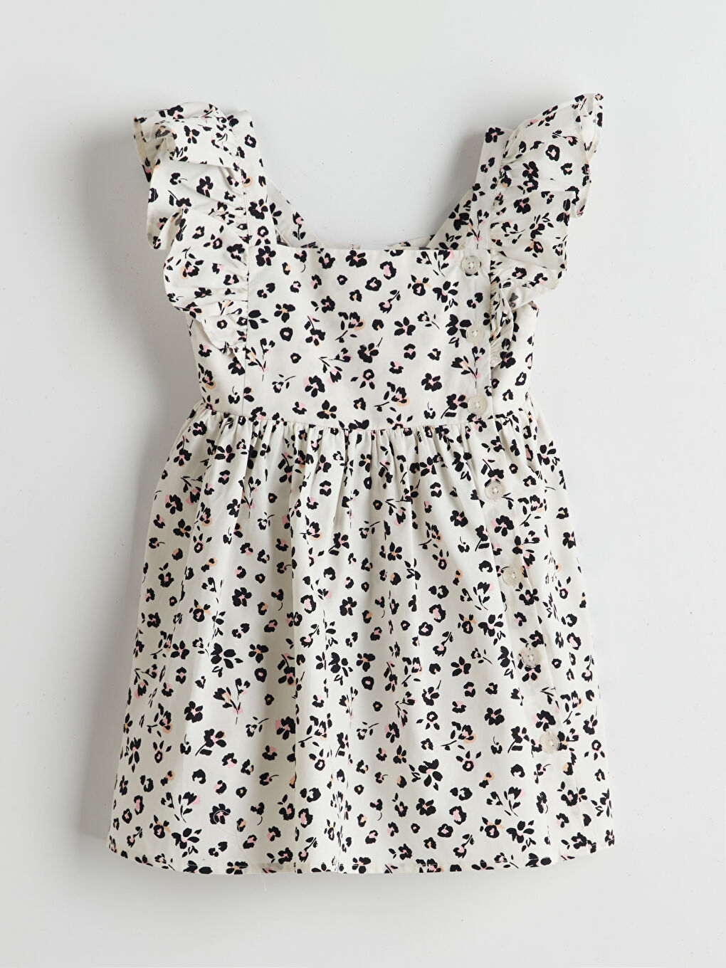 LCW Kids Desenli Poplin Fırfırlı Kız Çocuk Elbise -S5IA98Z1-LQB