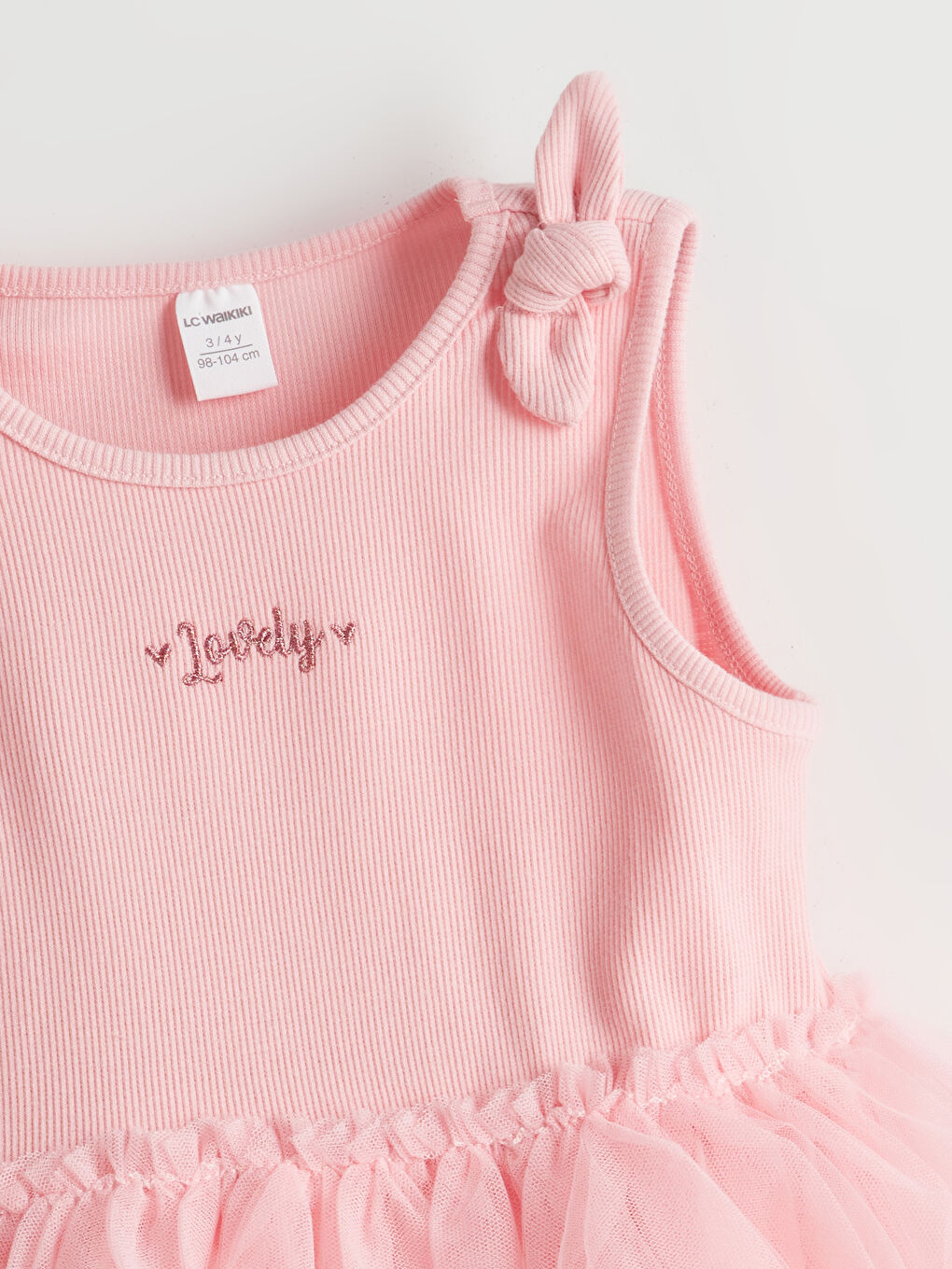 LCW Kids Pembe Nakışlı Kız Çocuk Kaşkorse Elbise - 1