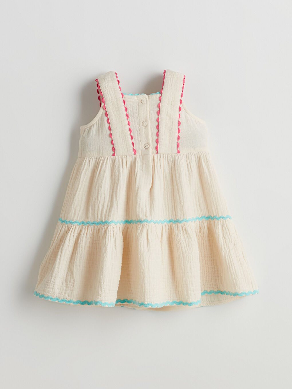 Plain Bib Baby Girl Muslin Dress -S5IB65Z1-R9J