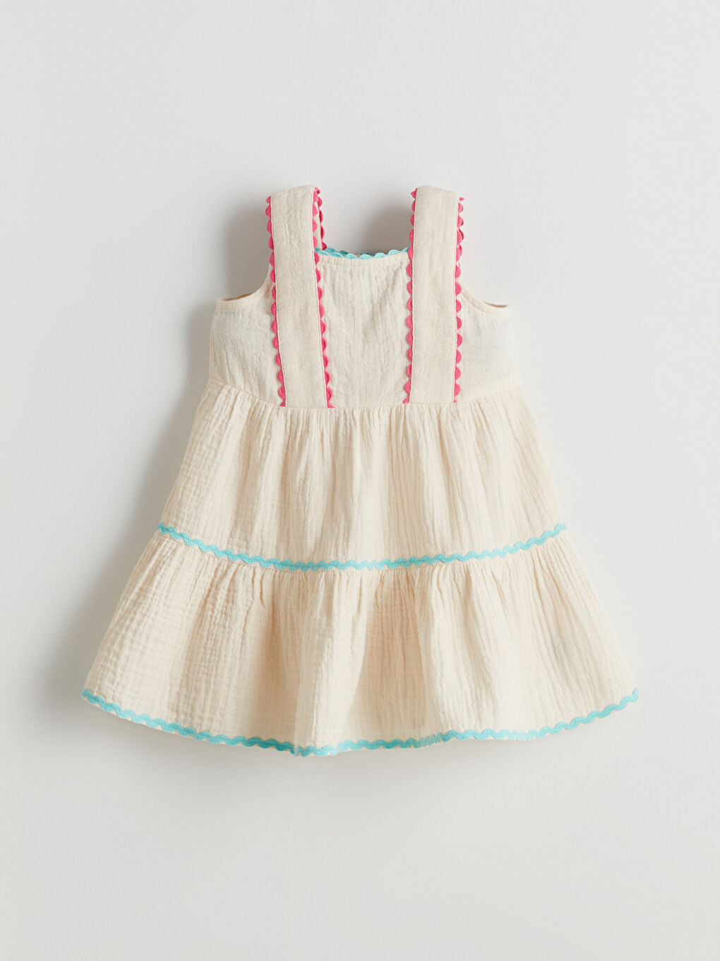 Plain Bib Baby Girl Muslin Dress -S5IB65Z1-R9J