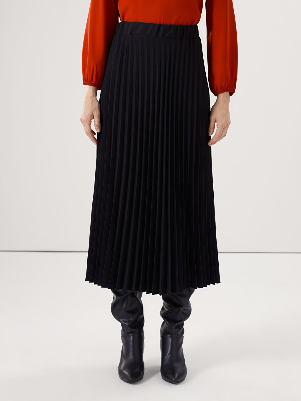 Elastic Waist Pleated Women'S Skirt -S5IB68Z8-CVL