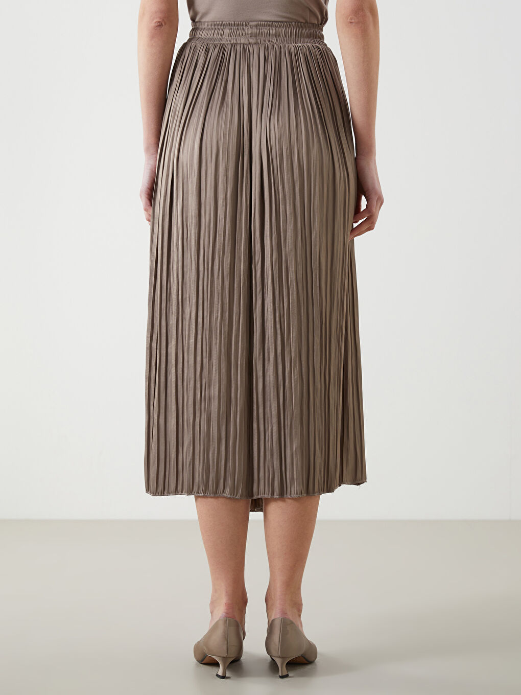 Elastic Waist Satin Women's Pleated Skirt -S5IB73Z8-D6H