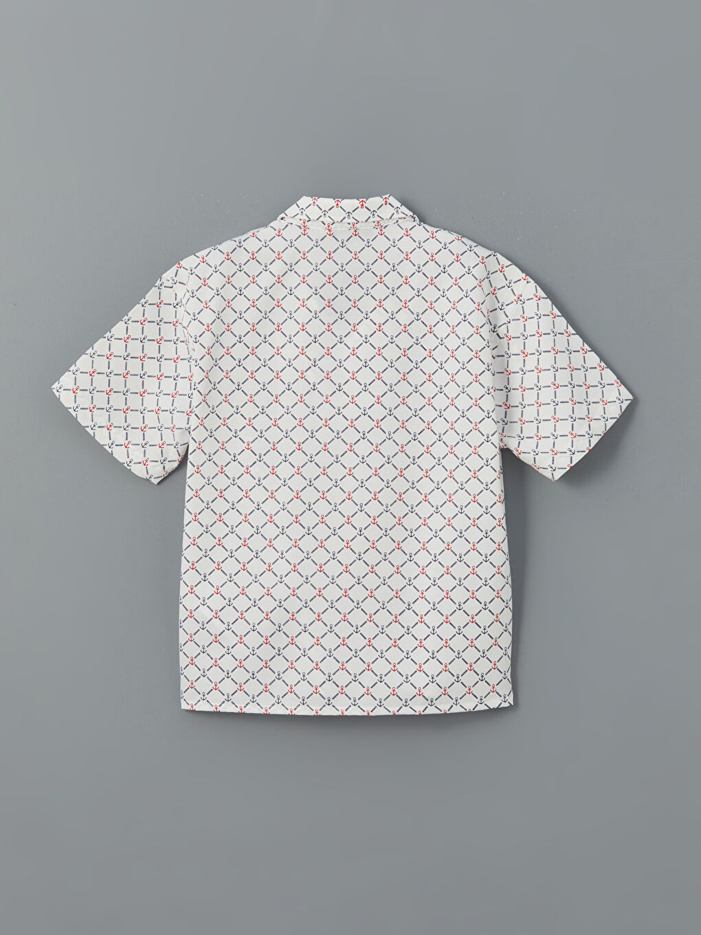 Ekru Desenli Kısa Kollu Erkek Çocuk Gömlek-1