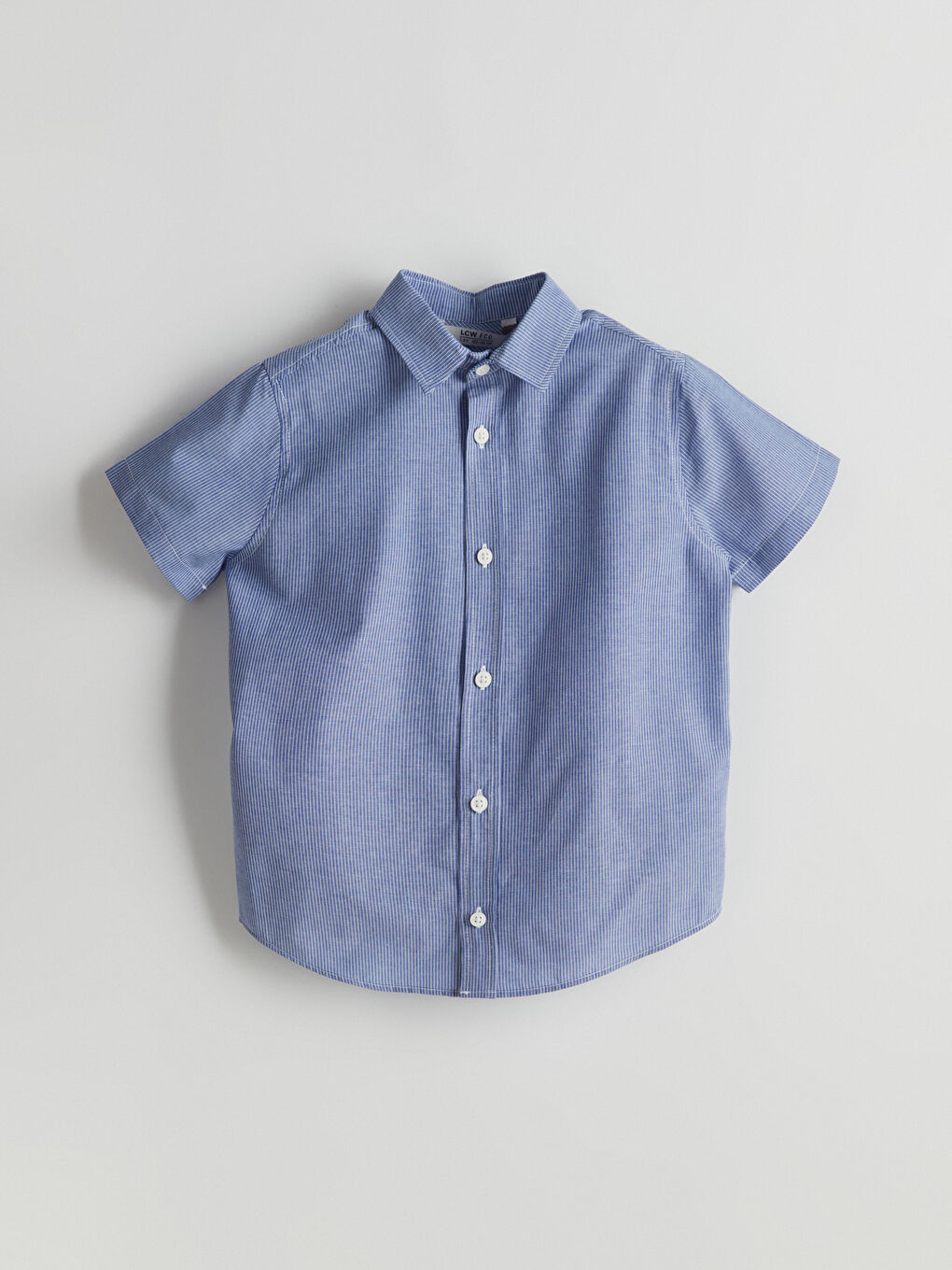 Mavi Kısa Kollu Çizgili Erkek Çocuk Gömlek