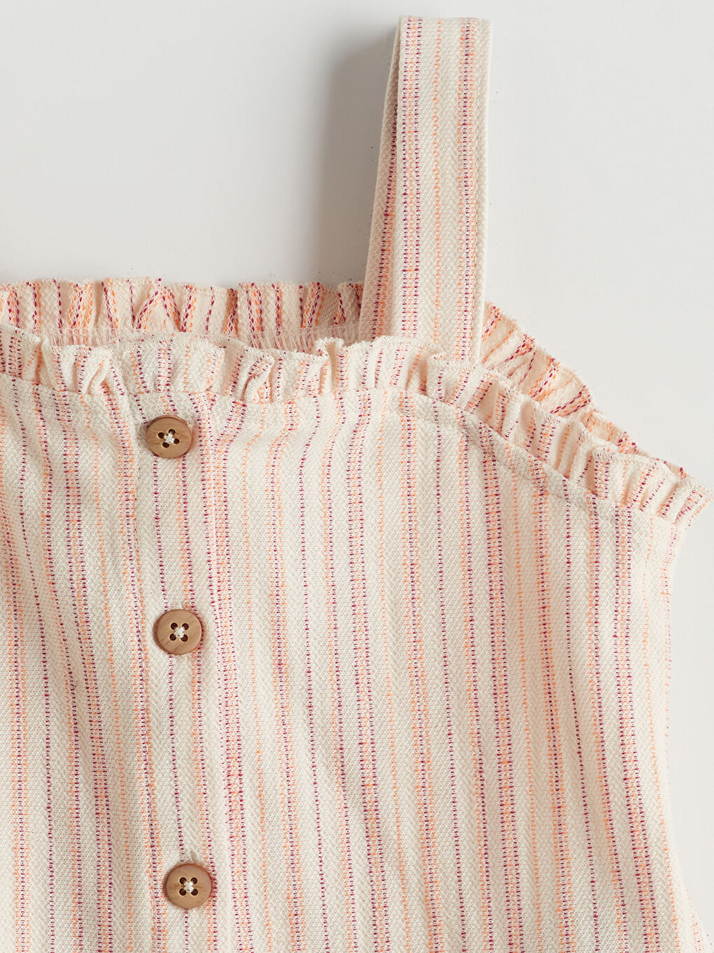 Ekru Kare Yaka Çizgili Kız Çocuk Bluz-1