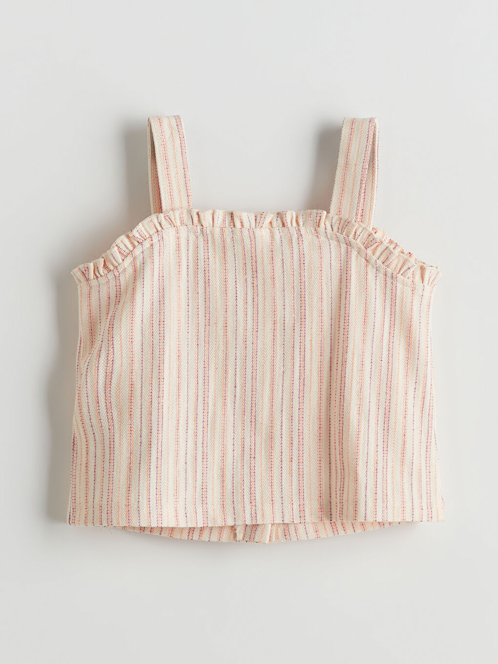 Ekru Kare Yaka Çizgili Kız Çocuk Bluz-2