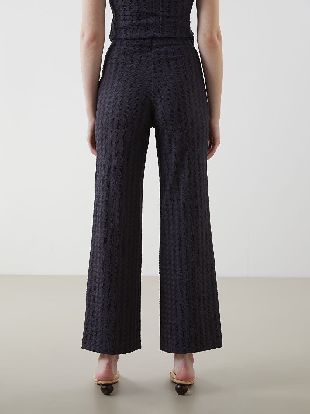 LC Waikiki Elasticated Waist Textured Women's Trousers -S5ID63Z8-HGV