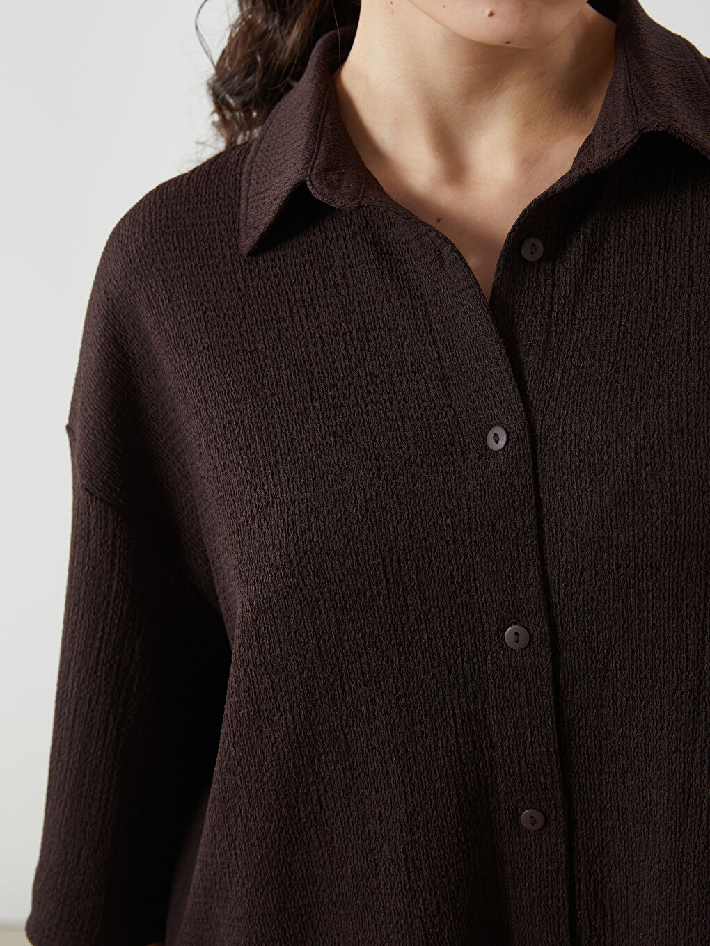 Textured Oversize Women's Shirt-2