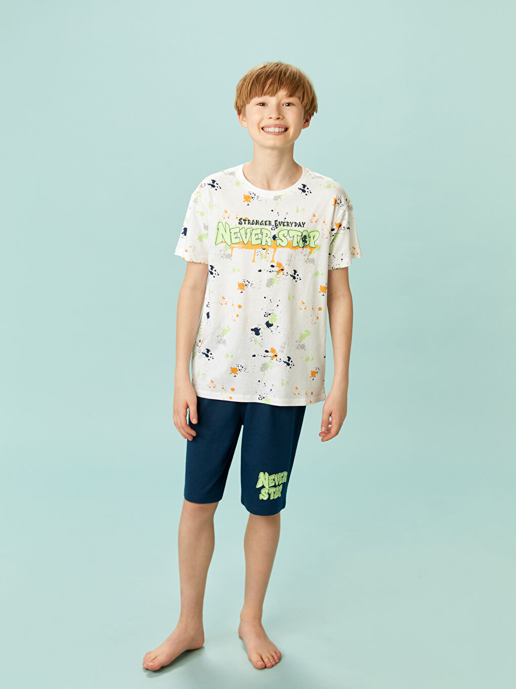 Crew Neck Boys' Shorts Pyjama Set -S5IE53Z4-LU7