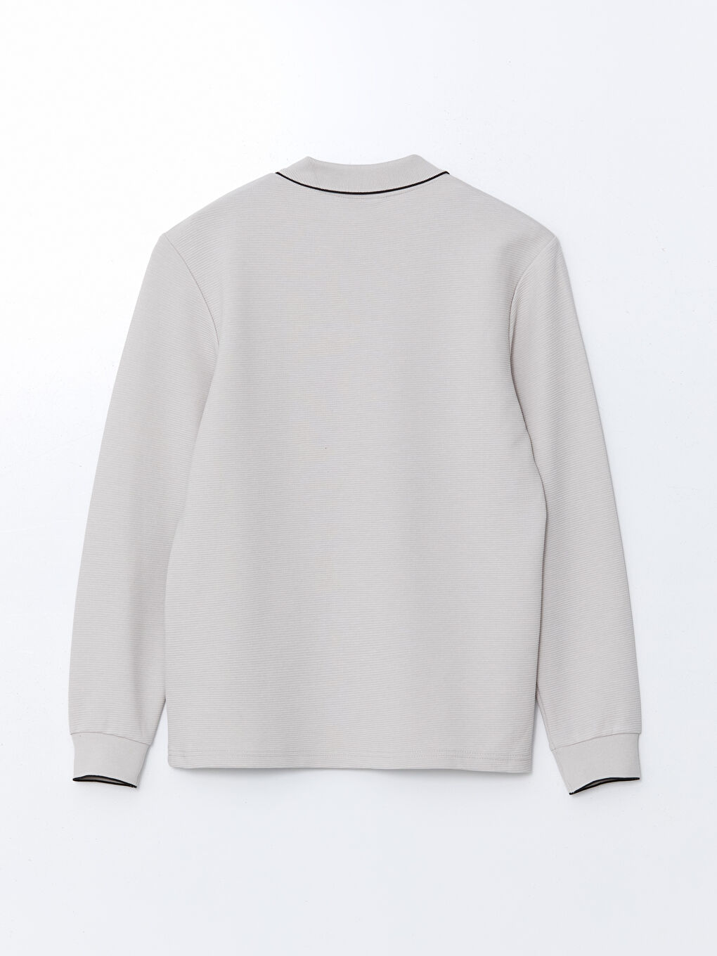 LCWAIKIKI Classic Gri Polo Yaka Uzun Kollu Erkek Sweatshirt - 5