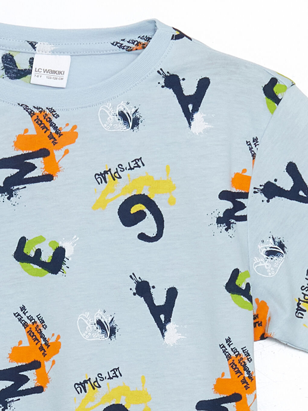 Mavi Bisiklet Yaka Erkek Çocuk Pijama Üst-2