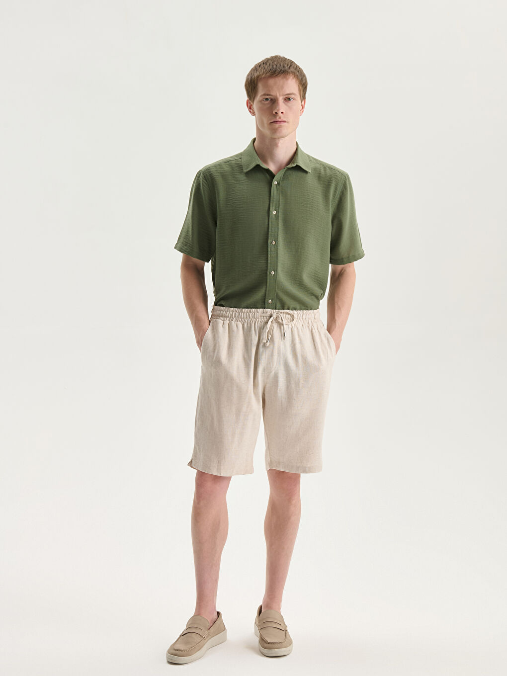 LCW Vision Standard Fit Linen Blend Men's Shorts -S5IF99Z8-RW0