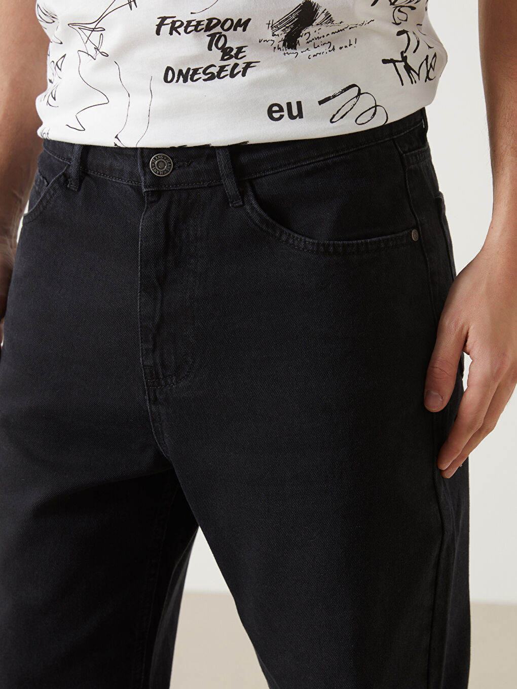 Siyah 710 Loose Fit Erkek Jean Pantolon-2