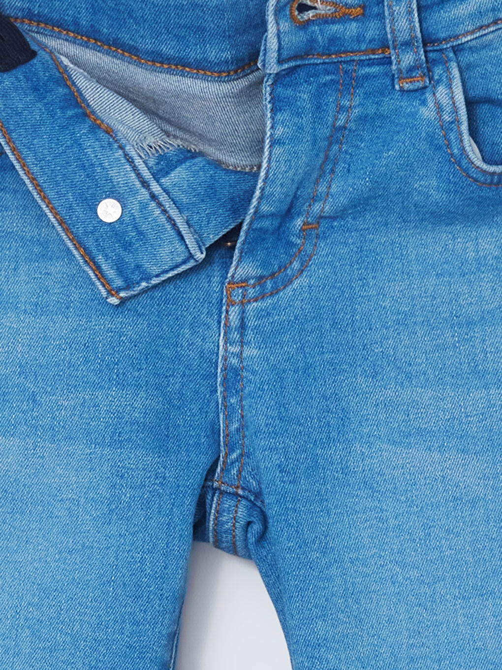 İndigo Beli Ayarlanabilir Lastikli Erkek Çocuk Jean Pantolon-1