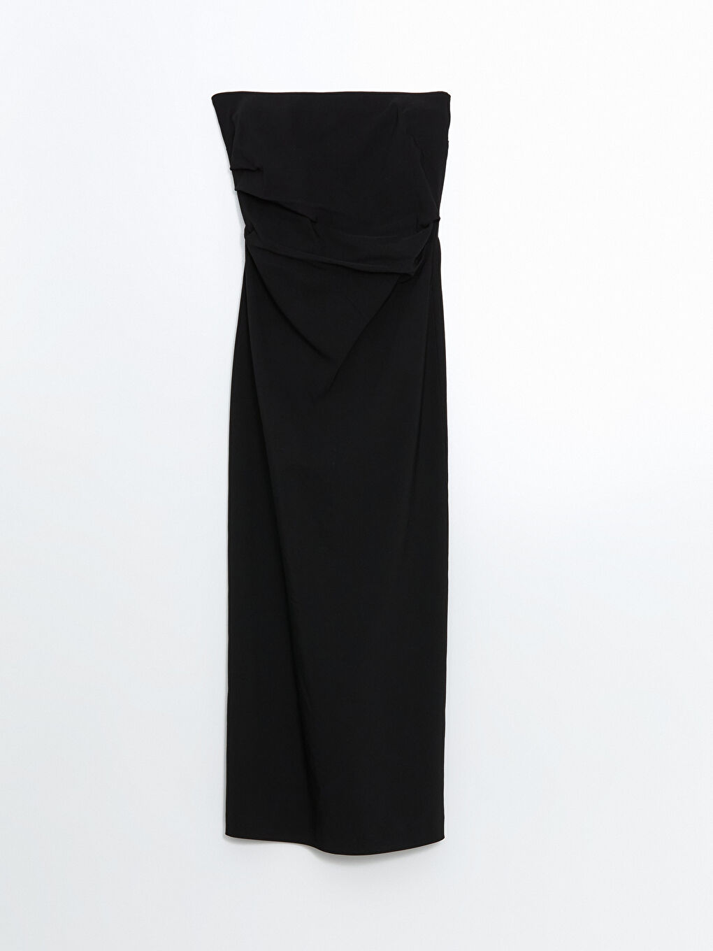 Siyah Kadın Straplez Yaka Düz Elbise-4